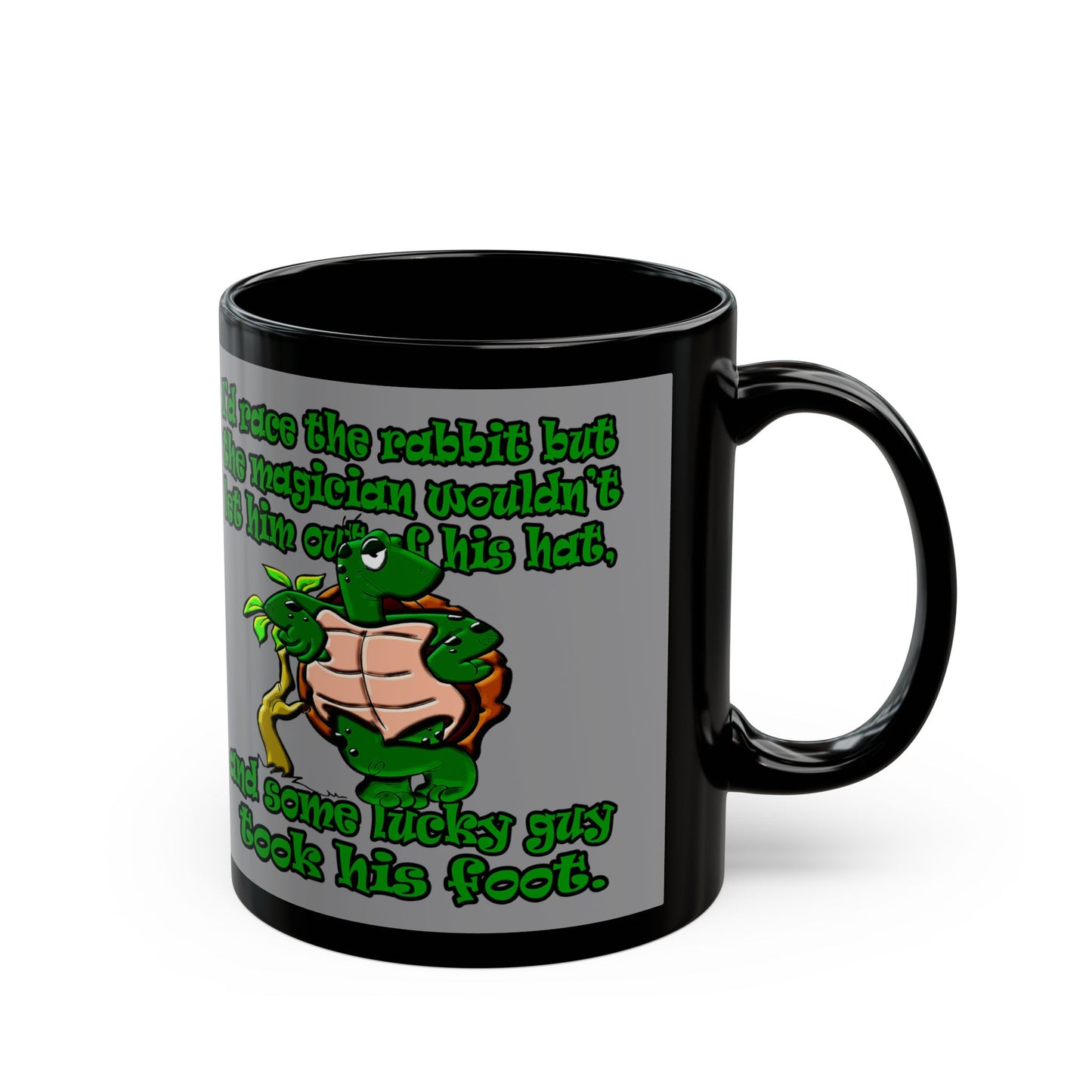 turtle race - Black Mug (grey)