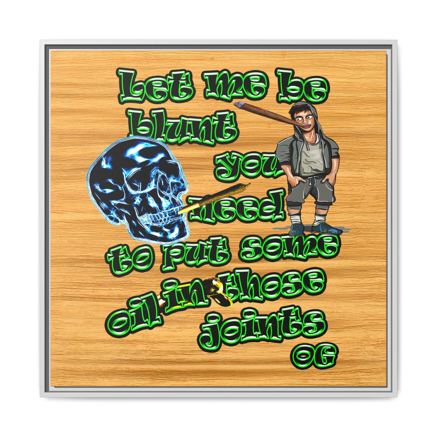 og - framed canvas art (butterscotch wood finish)