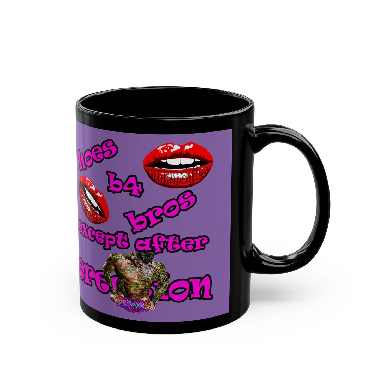 hoes b4 bros - Black Mug (light purple)