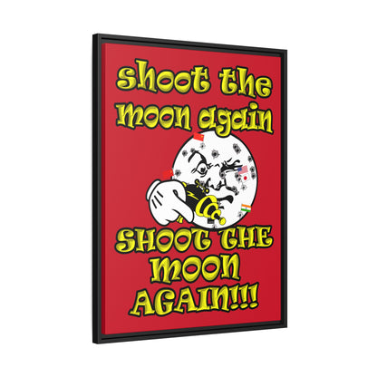 shoot the moon again - framed canvas art (dark red)