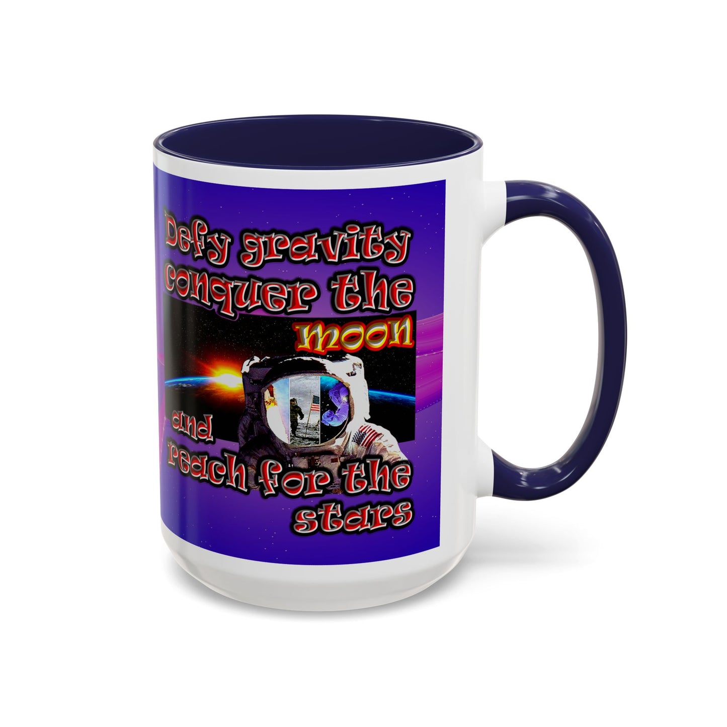 defy conquer reach - Accent Mug (purple-pink wave)