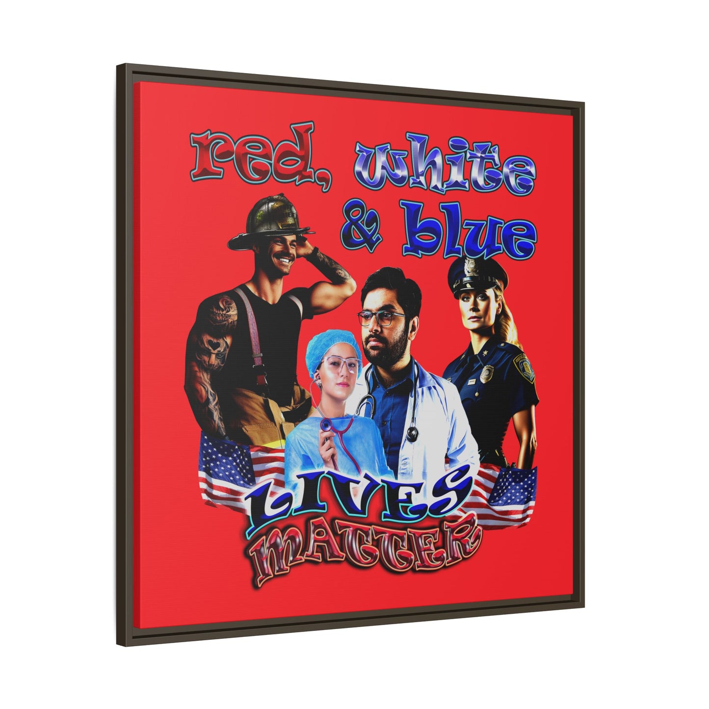 rw&b lives matter - framed canvas art (red)