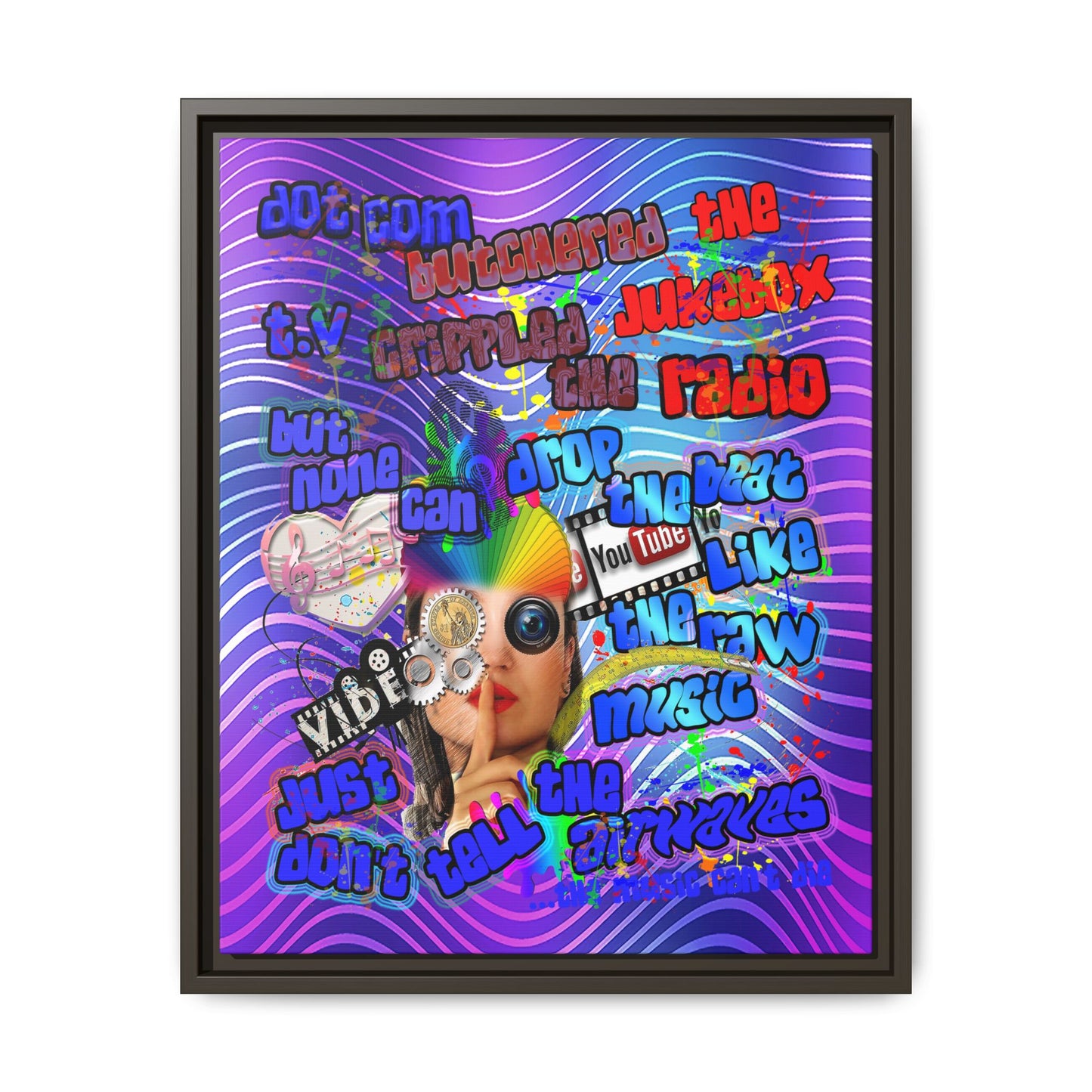 drop the beat - framed canvas art (purple wave)