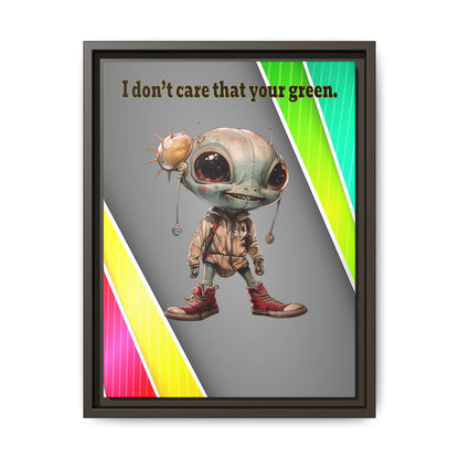 I don't care that your green - framed canvas art (rainbow split)