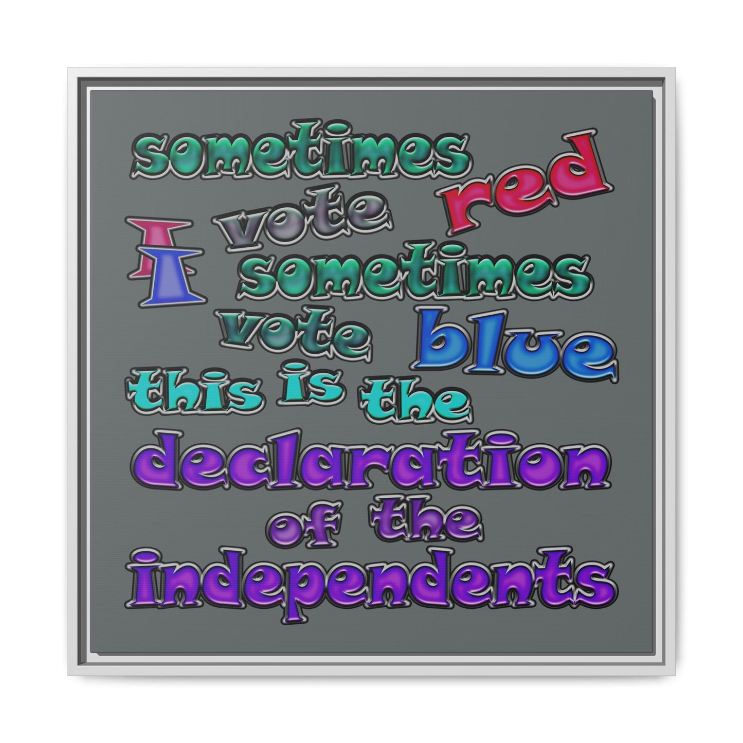 declaration of the independents - framed canvas art (dark grey)