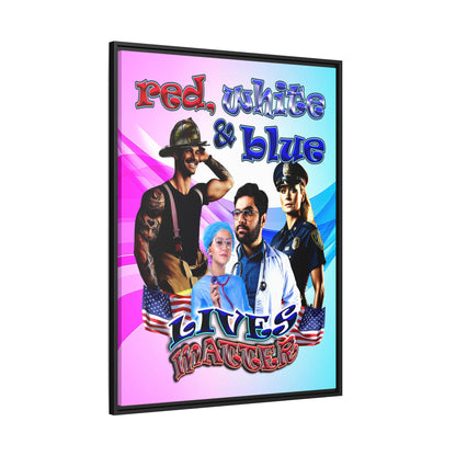 rw&b lives matter - framed canvas art (light blue-pink wave)