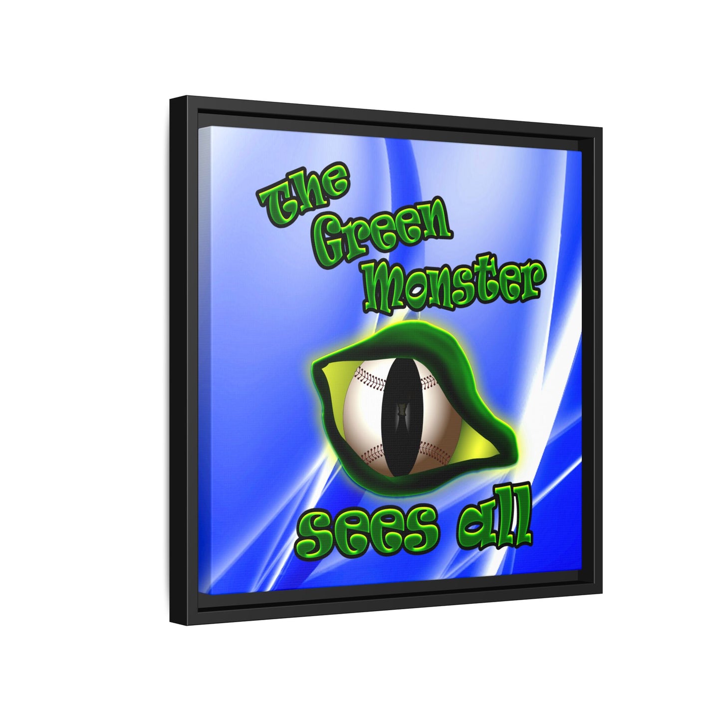 green monster - framed canvas art (blue-white wave)