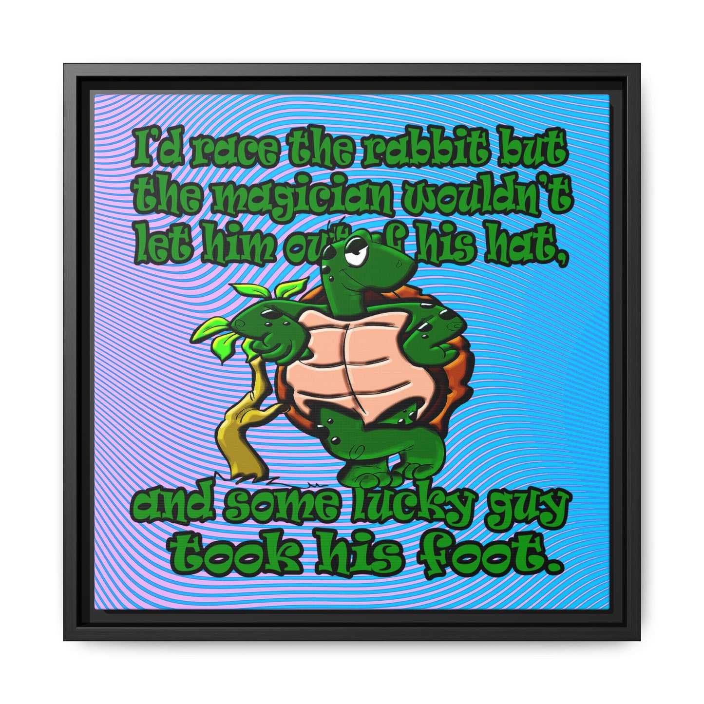 turtle race - framed canvas art (light blue-purple wave)