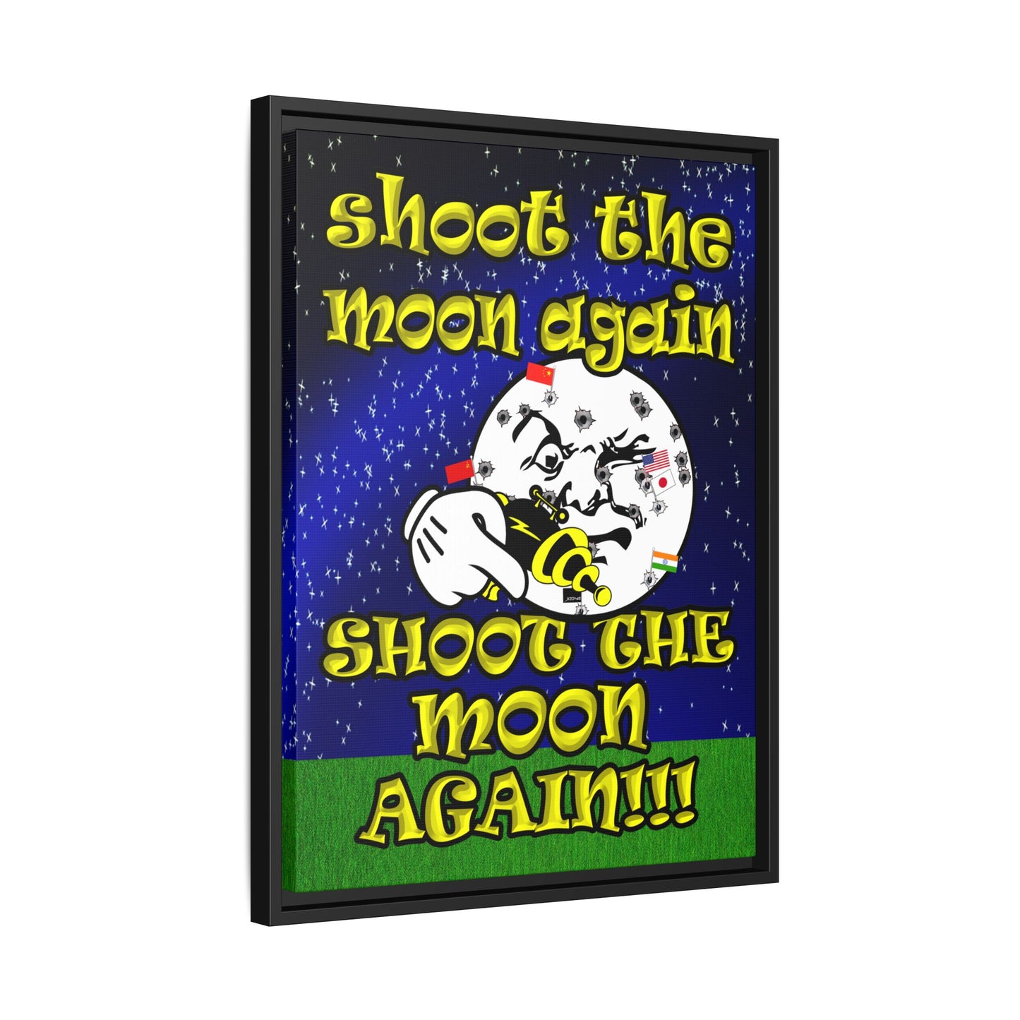 shoot the moon again - framed canvas art ('snoops' background)