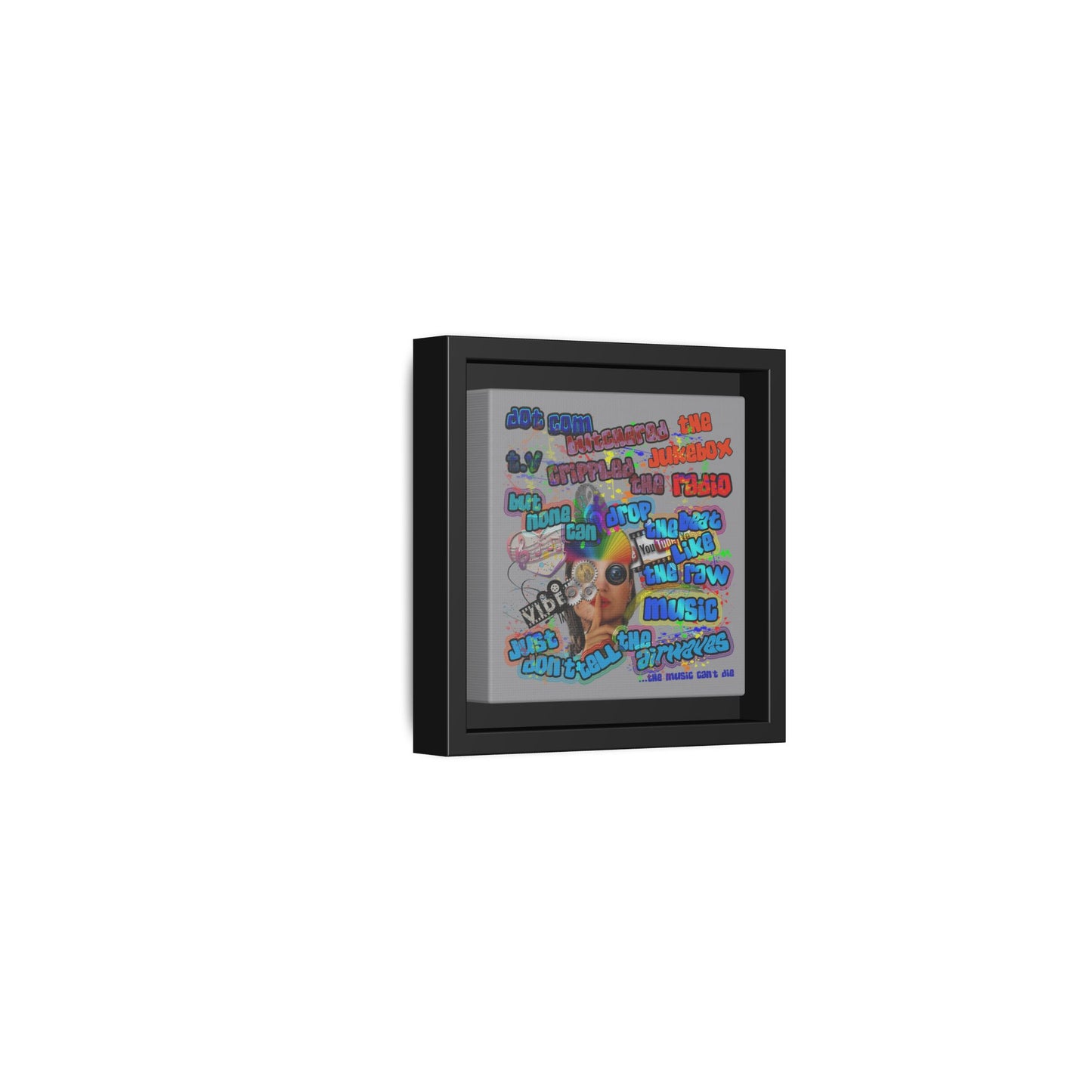 drop the beat - framed canvas art (grey)