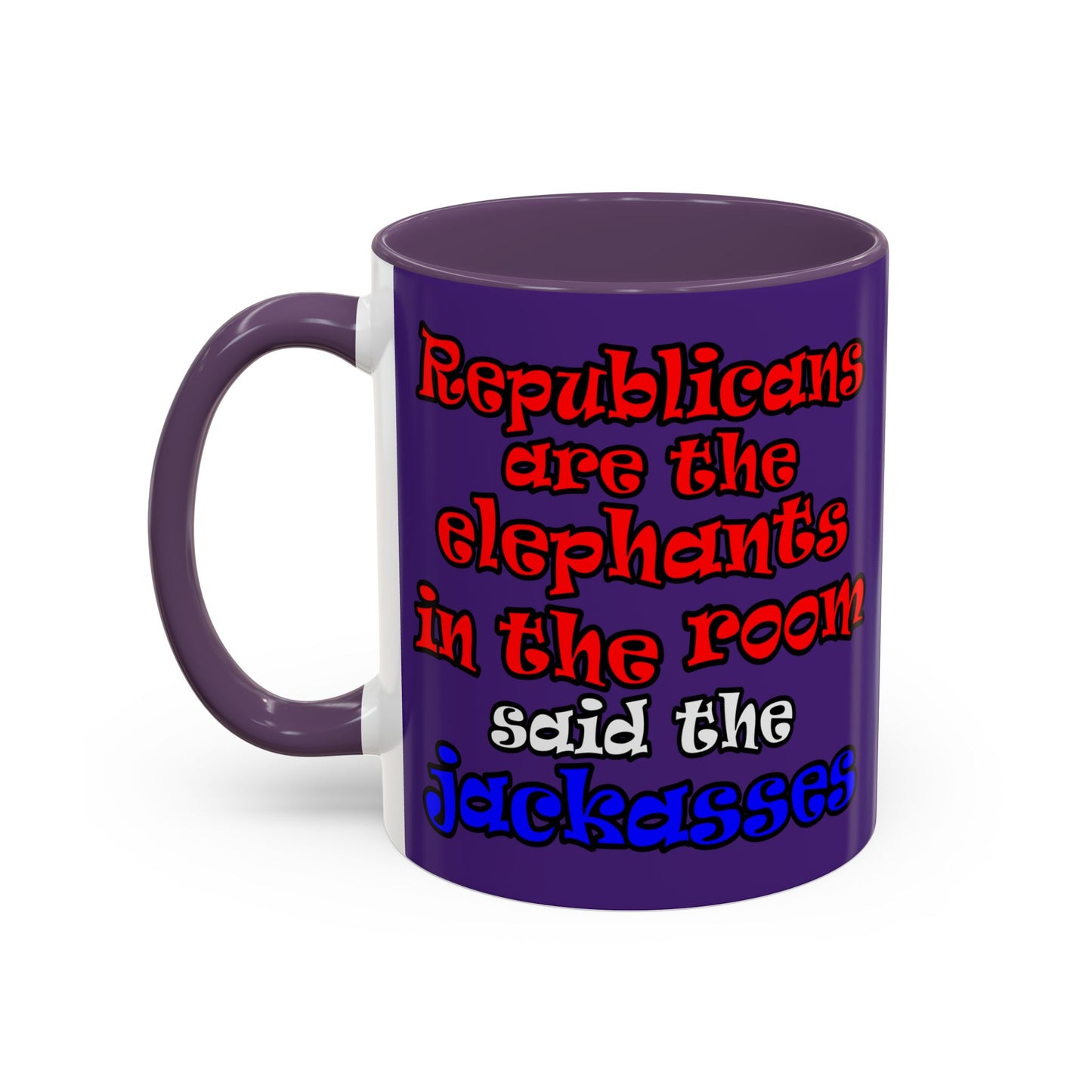 donkeys and elephants - Accent Mug (purple)