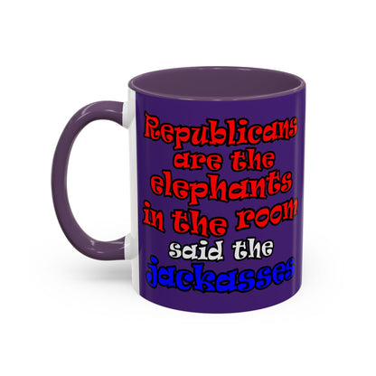 donkeys and elephants - Accent Mug (purple)