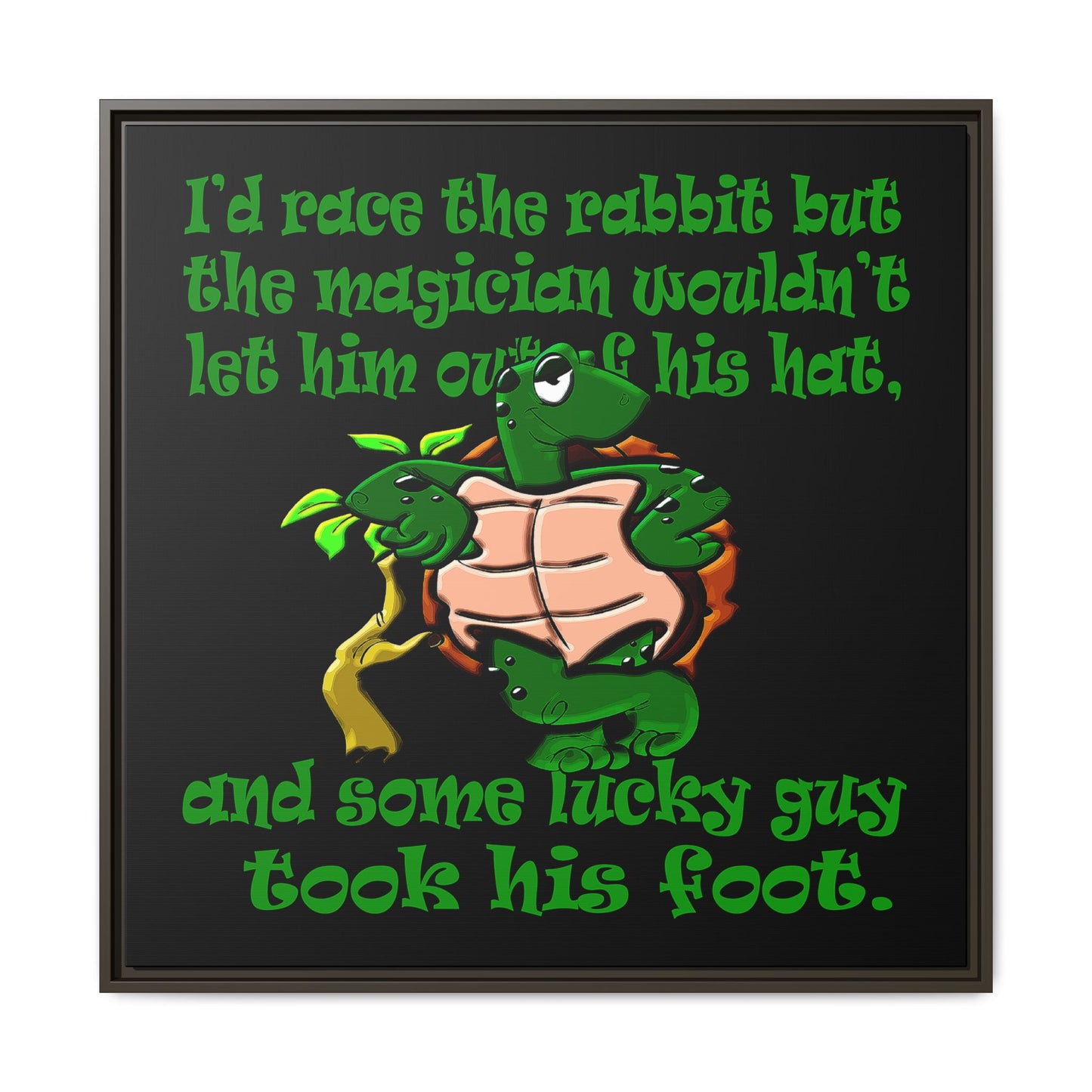 turtle race - framed canvas art (black)