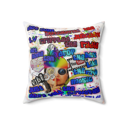 drop the beat - Faux Suede Square Pillow - (white marble)