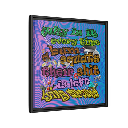 the bum's shit - framed canvas art (light blue-purple wave)
