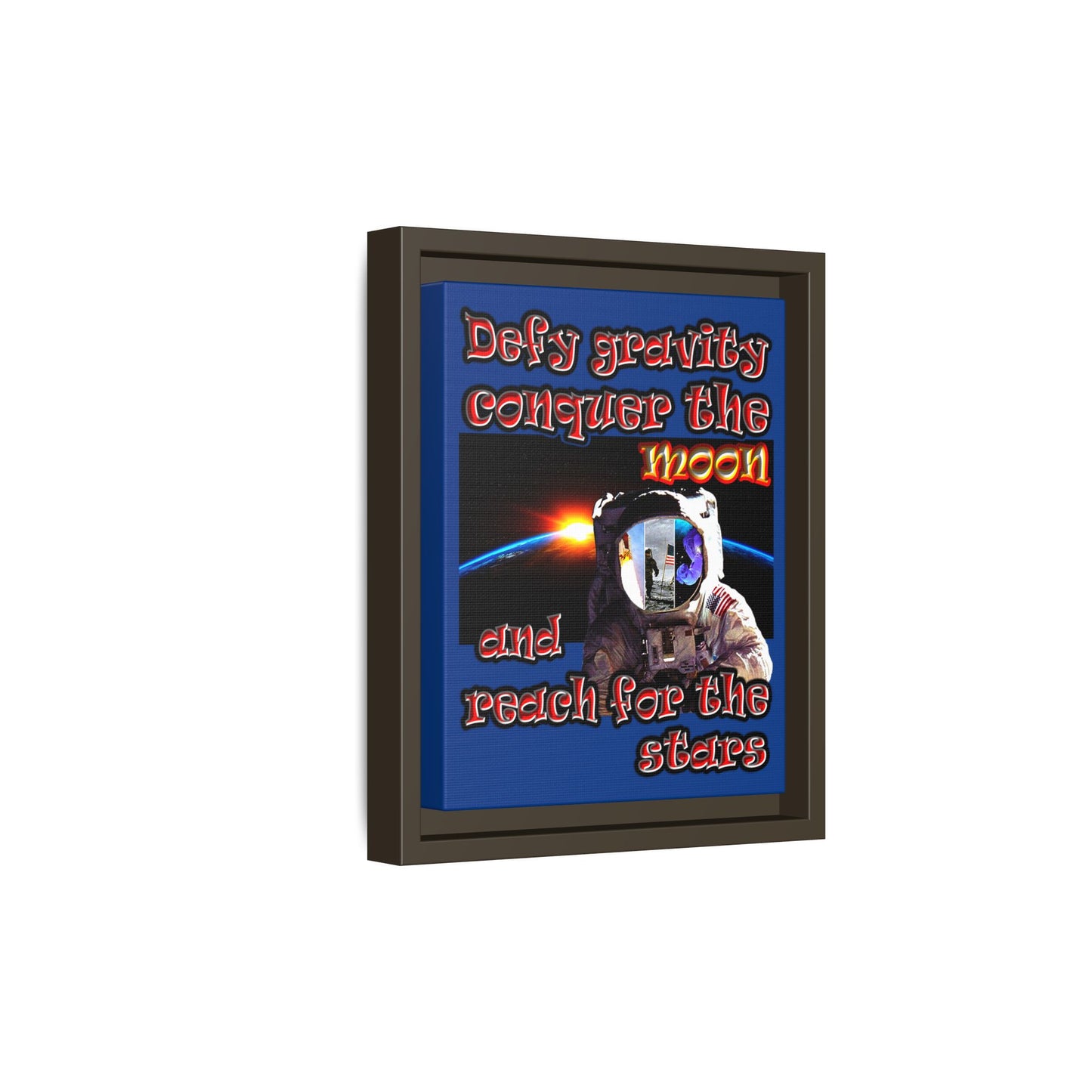 defy conquer reach - framed canvas art (dark blue)