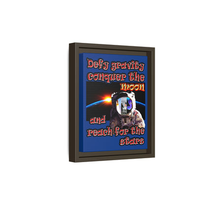 defy conquer reach - framed canvas art (dark blue)