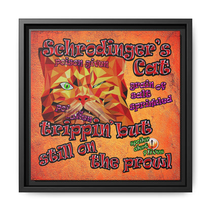 schrodinger's cat - framed canvas art (burnt orange)