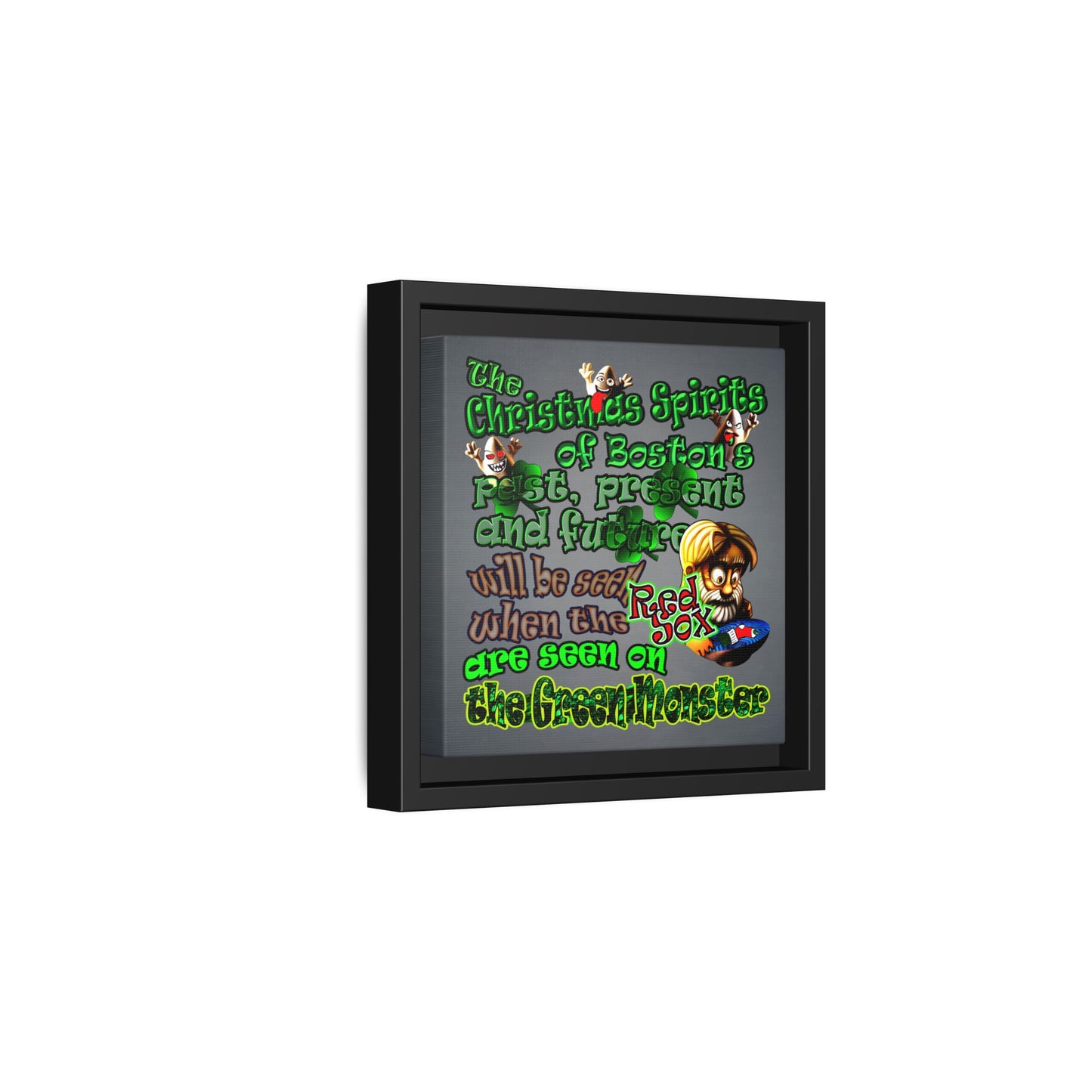christmas spirits of boston - framed canvas art (grey-light grey)