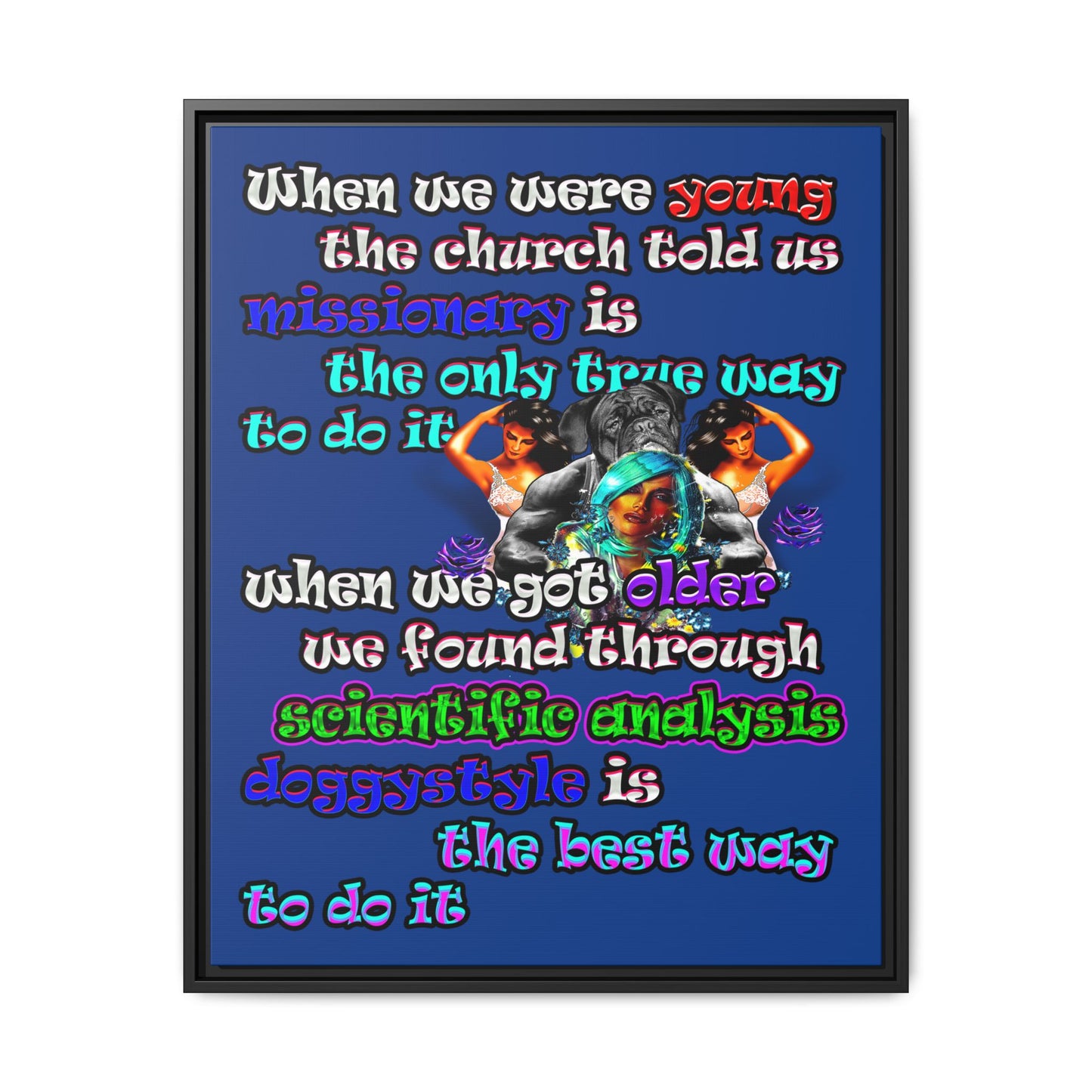 doggystyle - framed canvas art (dark blue)