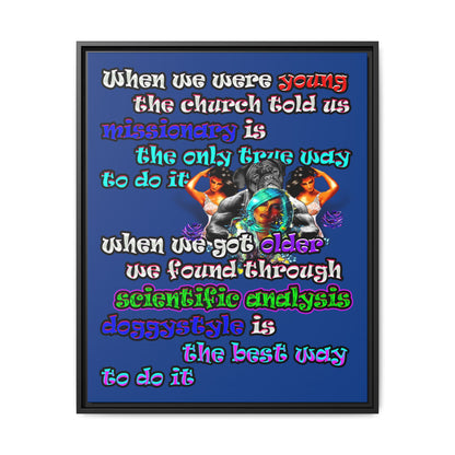 doggystyle - framed canvas art (dark blue)