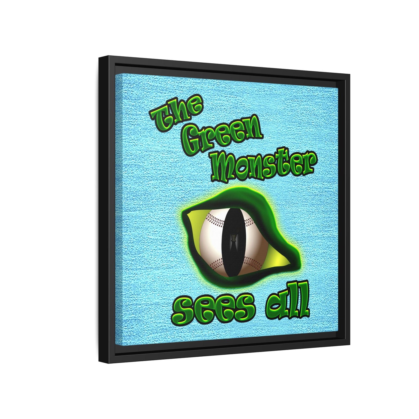 green monster - framed canvas art (faded blue)