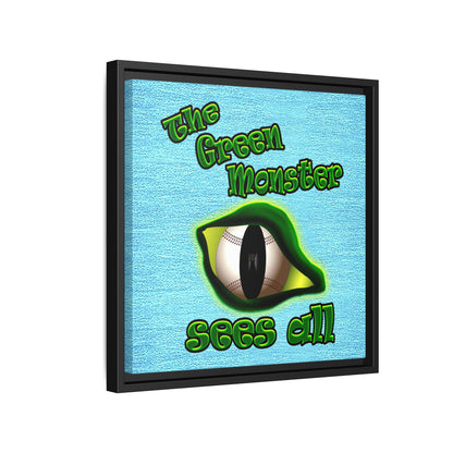 green monster - framed canvas art (faded blue)