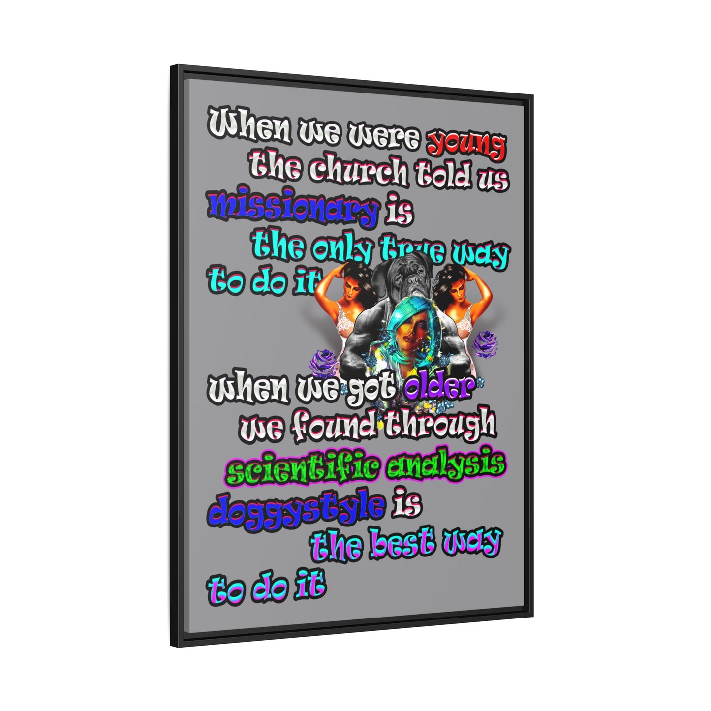 doggystyle - framed canvas art (grey)