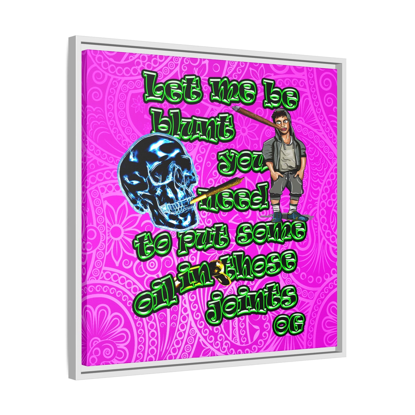 og - framed canvas art (pink swirl)