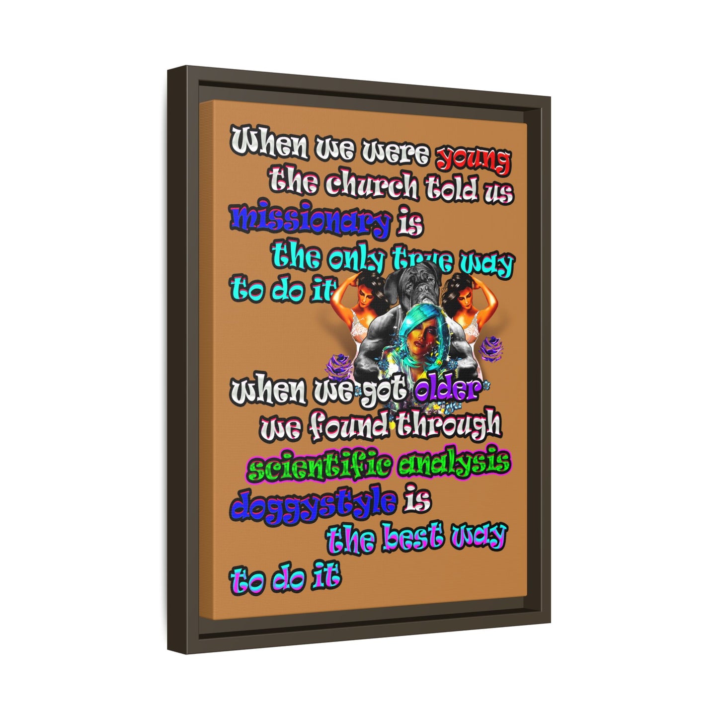 doggystyle - framed canvas art (light brown)