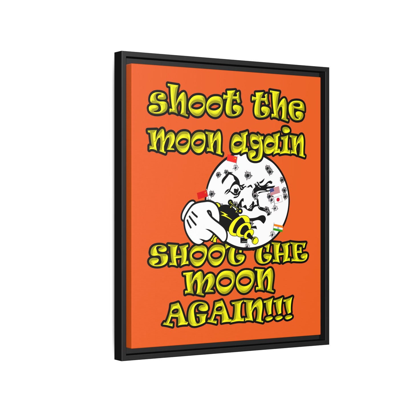 shoot the moon again - framed canvas art (orange)