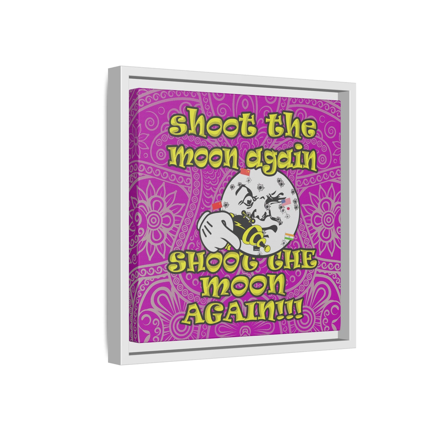 shoot the moon again - framed canvas art (pink swirl)
