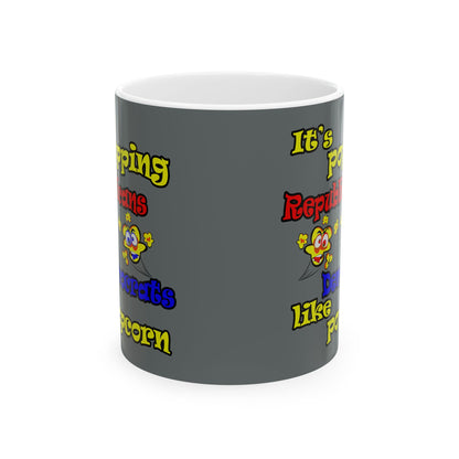 popping like popcorn - White Mug (dark grey)