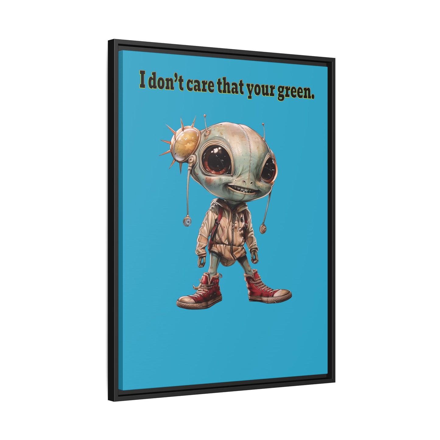 I don't care that your green - framed canvas art (turquoise)