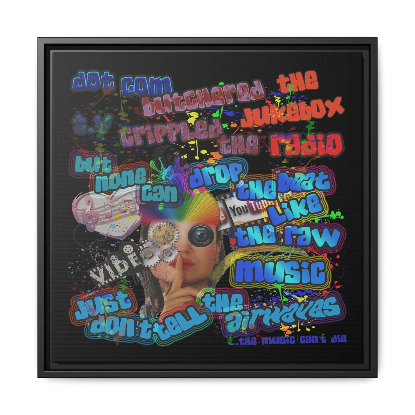 drop the beat - framed canvas art (black)