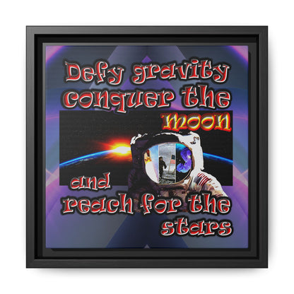 defy conquer reach - framed canvas art (grey-pink wave)