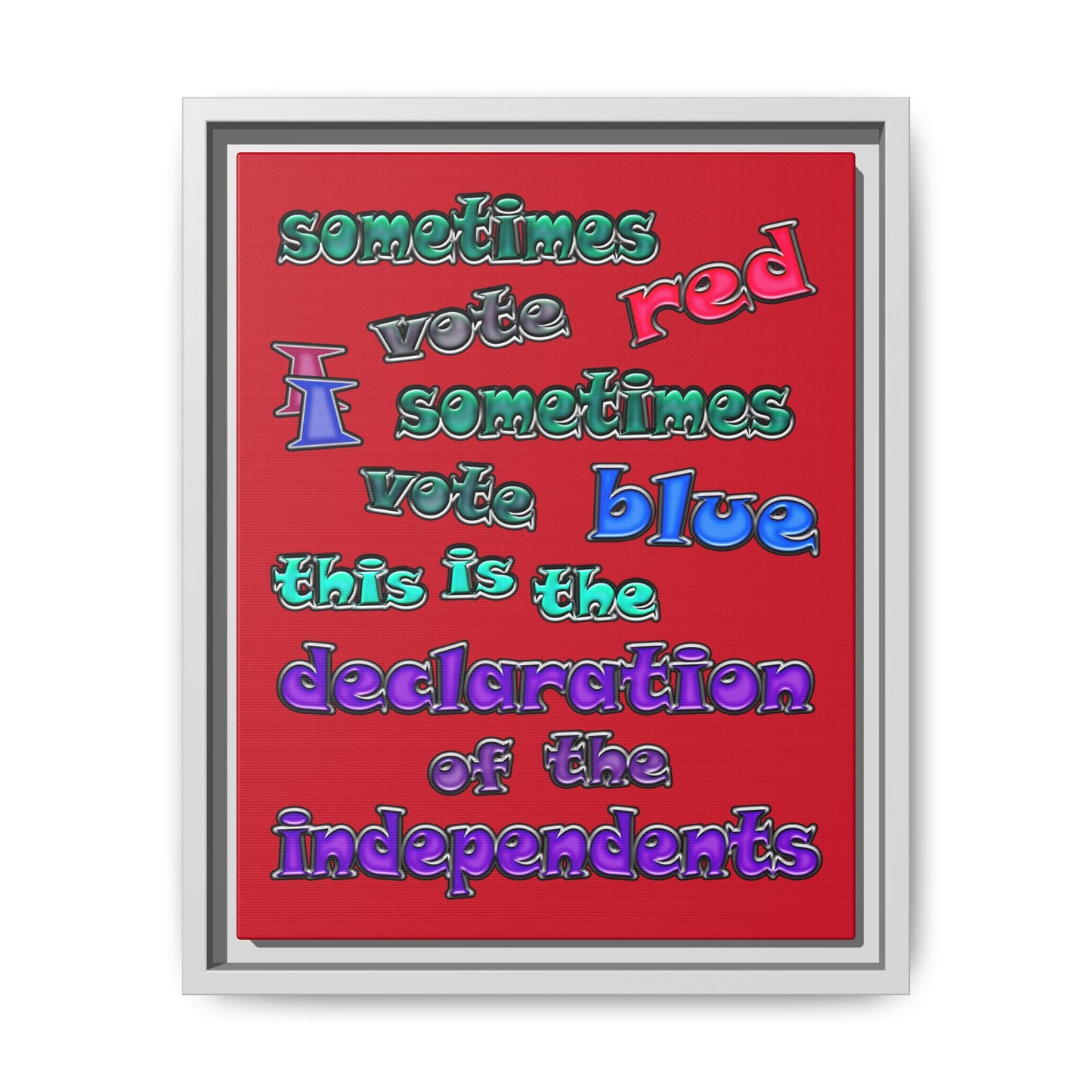 declaration of the independents - framed canvas art (dark red)