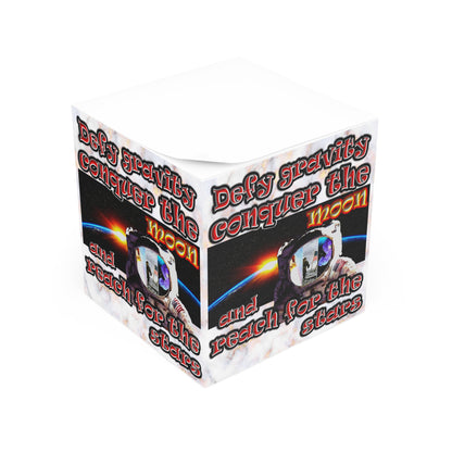 defy conquer reach - note cube (white marble)