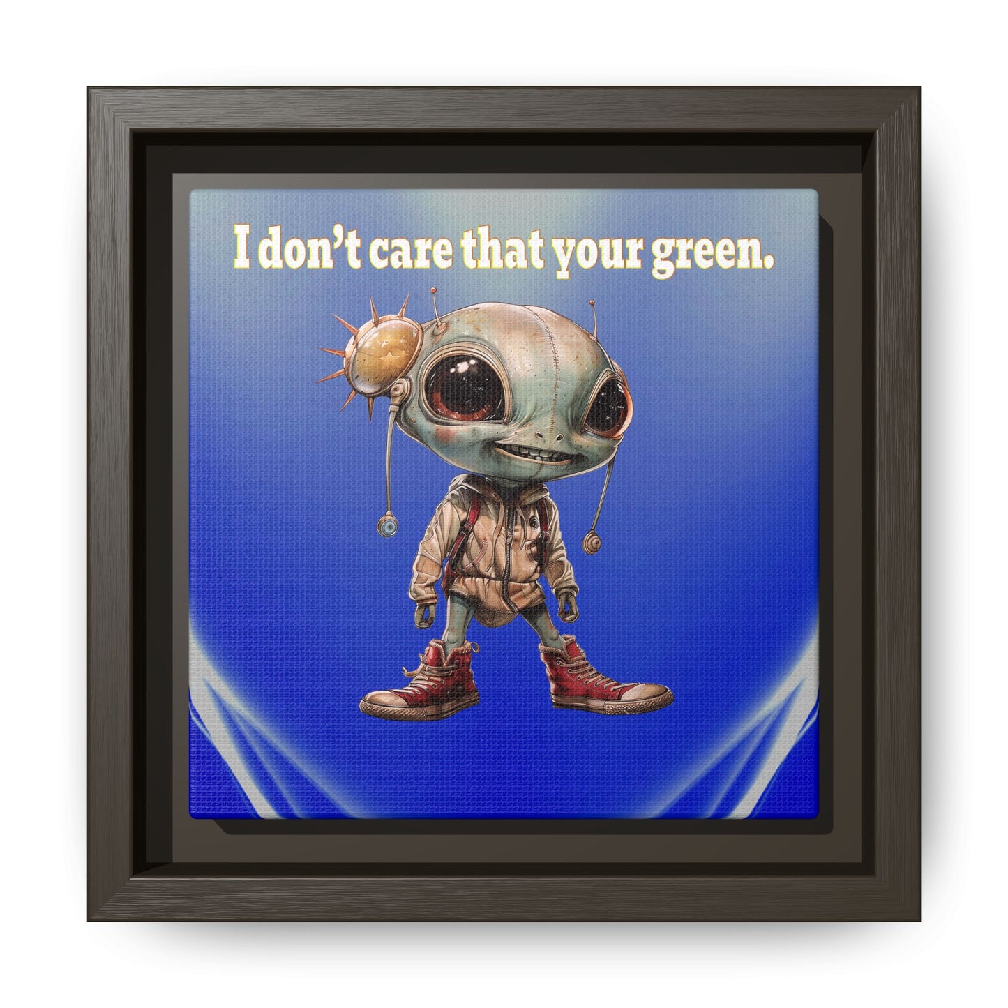 I don't care that your green - framed canvas art (blue-white wave)