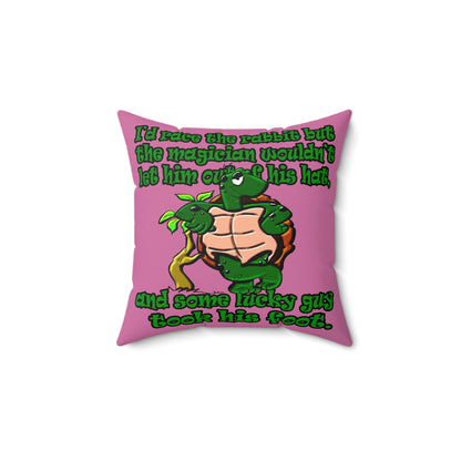 turtle race - Faux Suede Square Pillow - (light pink)