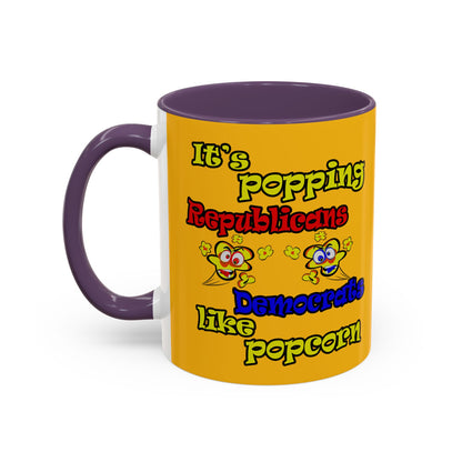 popping like popcorn - Accent Mug (yellow)