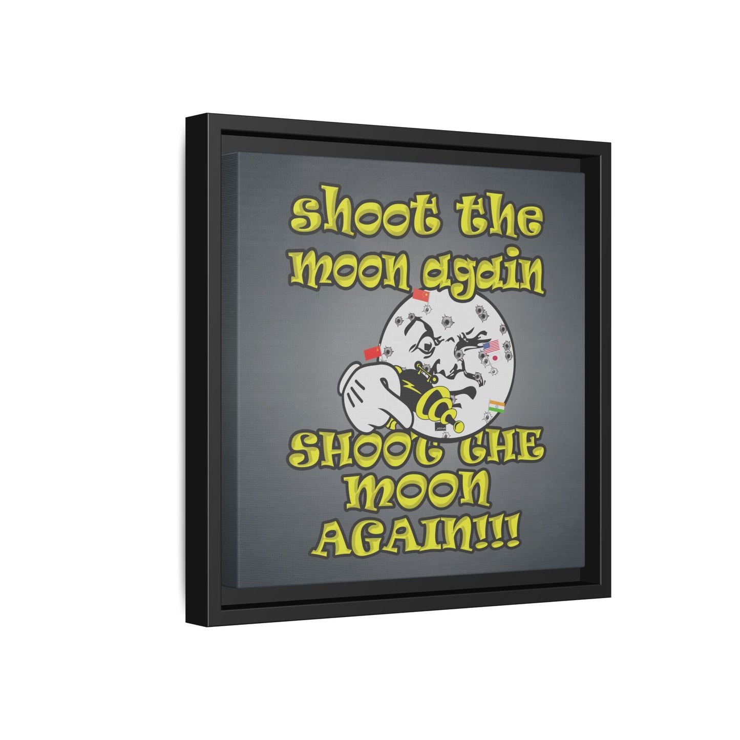 shoot the moon again - framed canvas art (grey-light grey)