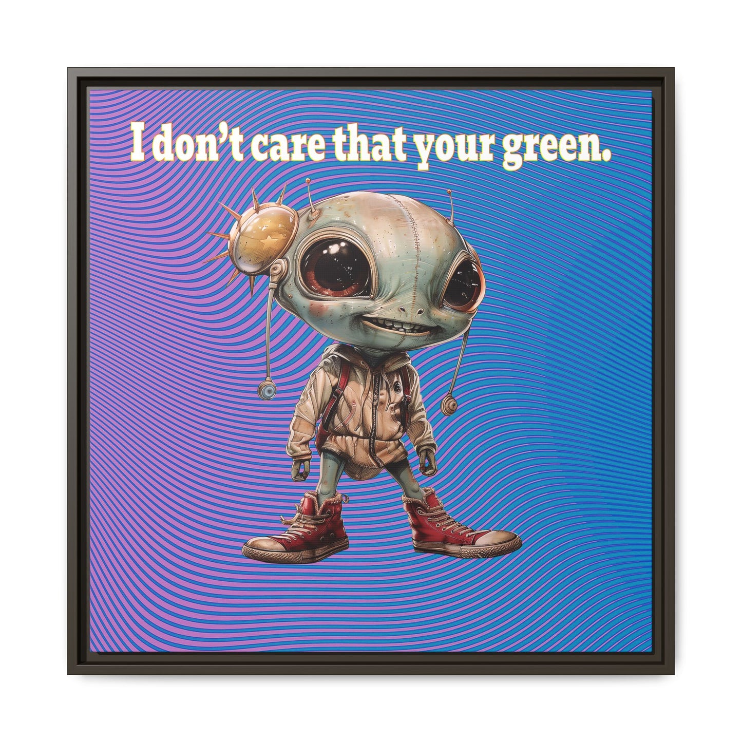 I don't care that your green - framed canvas art (light blue-purple wave)