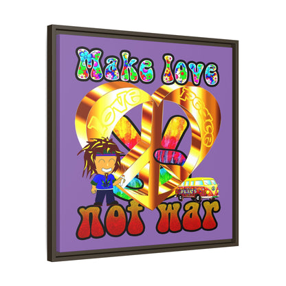love peace - framed canvas art (light purple)