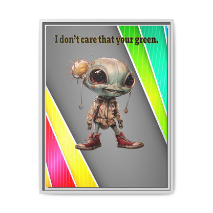 I don't care that your green - framed canvas art (rainbow split)