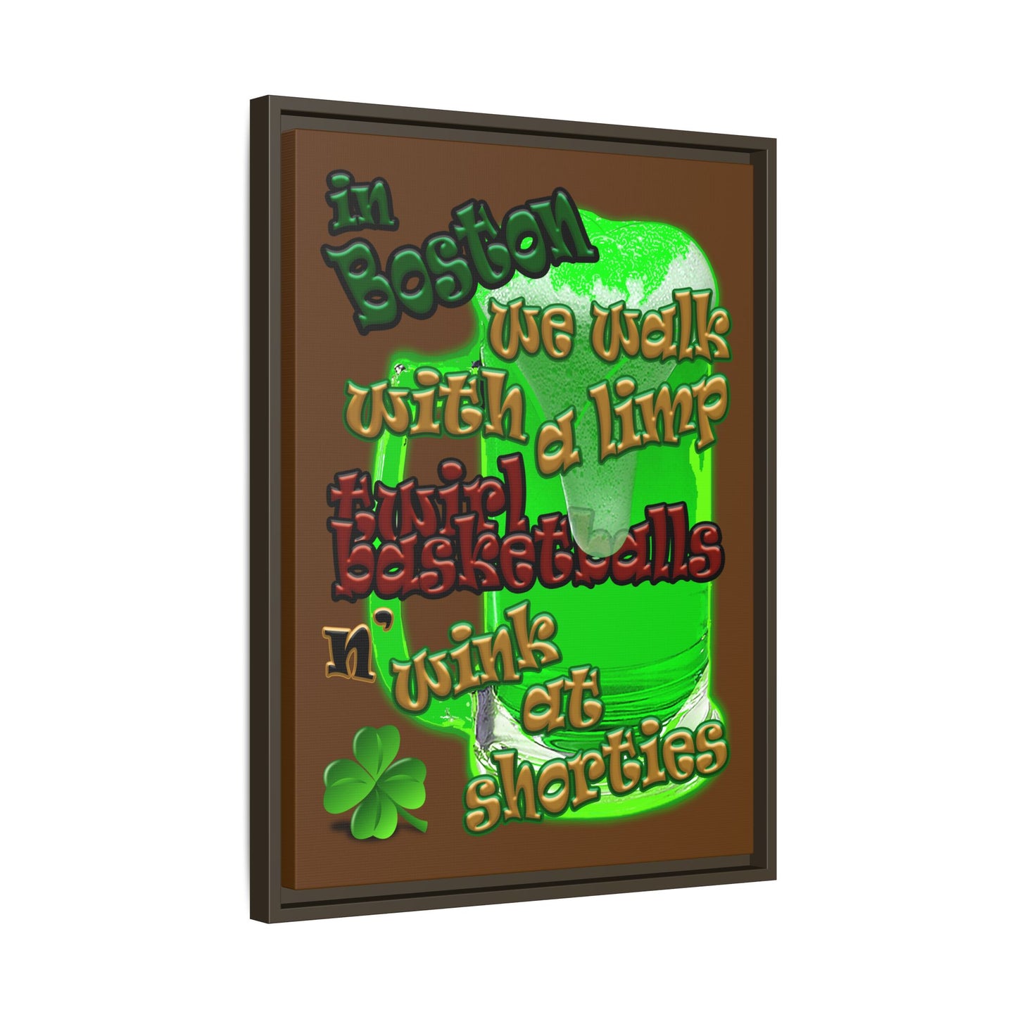 celtics logo - framed canvas art (brown)