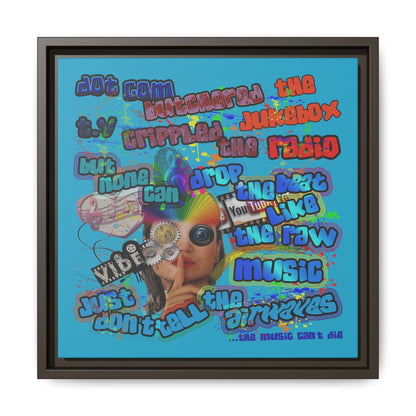 drop the beat - framed canvas art (turquoise)