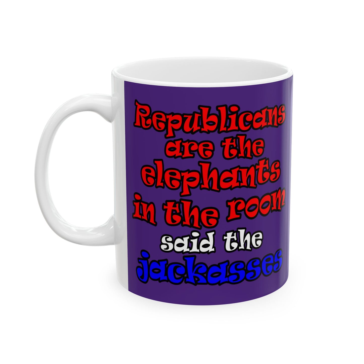 donkeys and elephants - White Mug (purple)