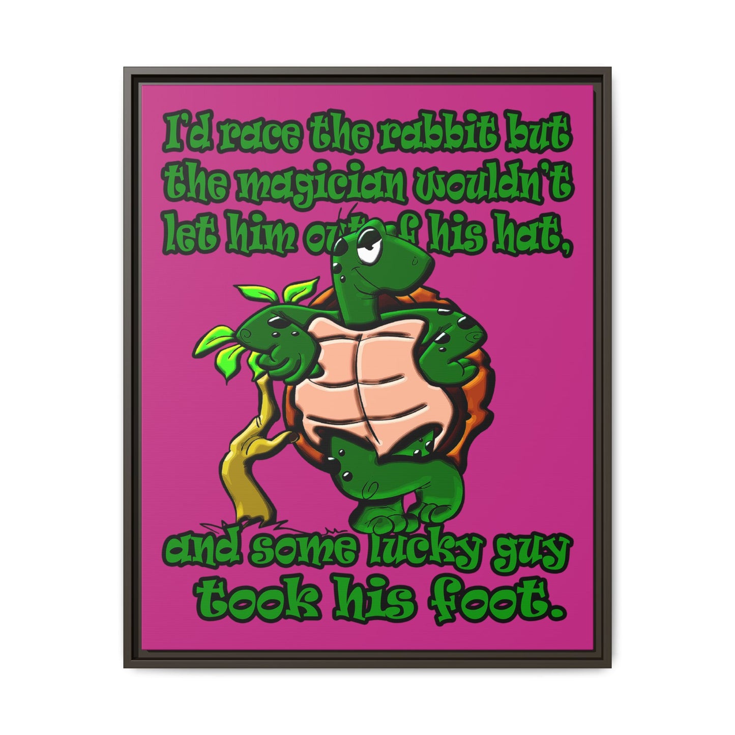 turtle race - framed canvas art (pink)