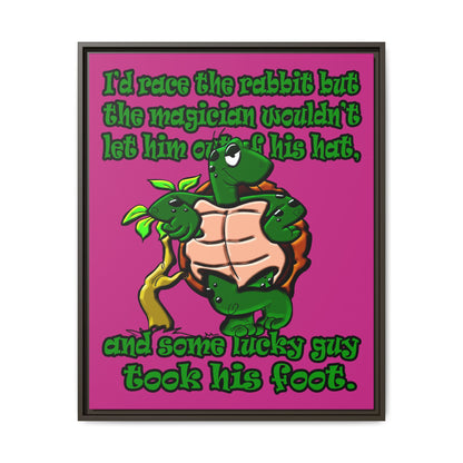 turtle race - framed canvas art (pink)
